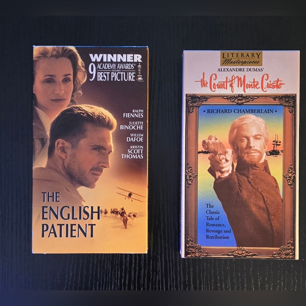 VHS MOVIES THE ENGLISH PATIENT AND THE COUNT OF MONTE CRISTO VINTAGE
